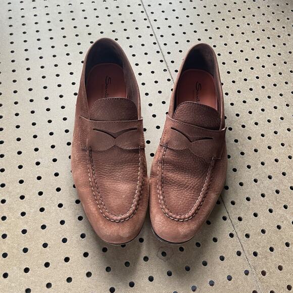 Santoni Loafers Mens Size 13 Brown Goodyear Suede Leather Grain NFC Shoes Italy main image 12